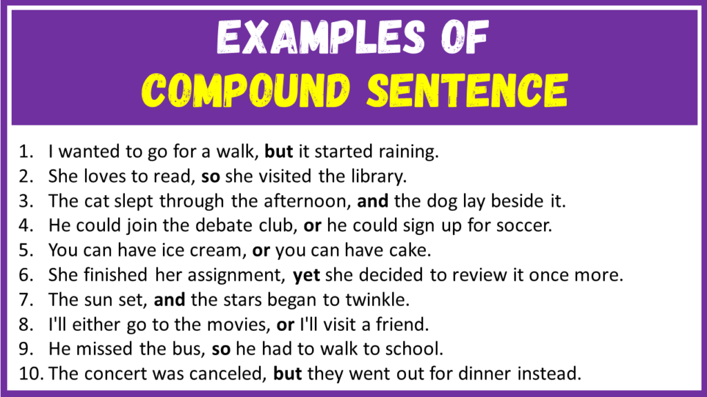 Examples of Compound Sentence
