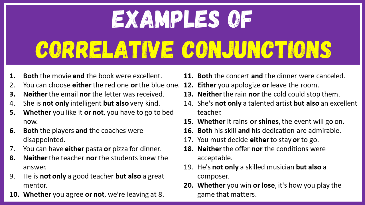 Examples of Correlative Conjunctions in Sentences