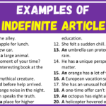 Examples of Indefinite Article in Sentences
