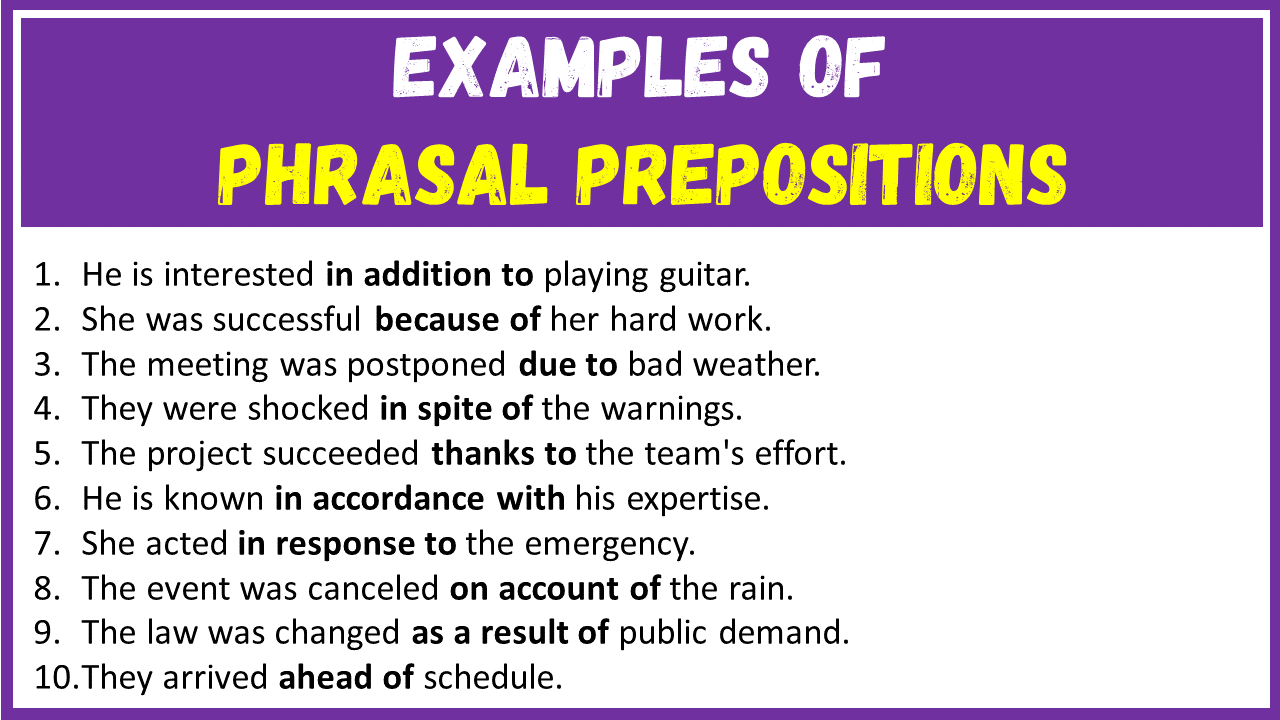 Examples of Phrasal Prepositions in Sentences