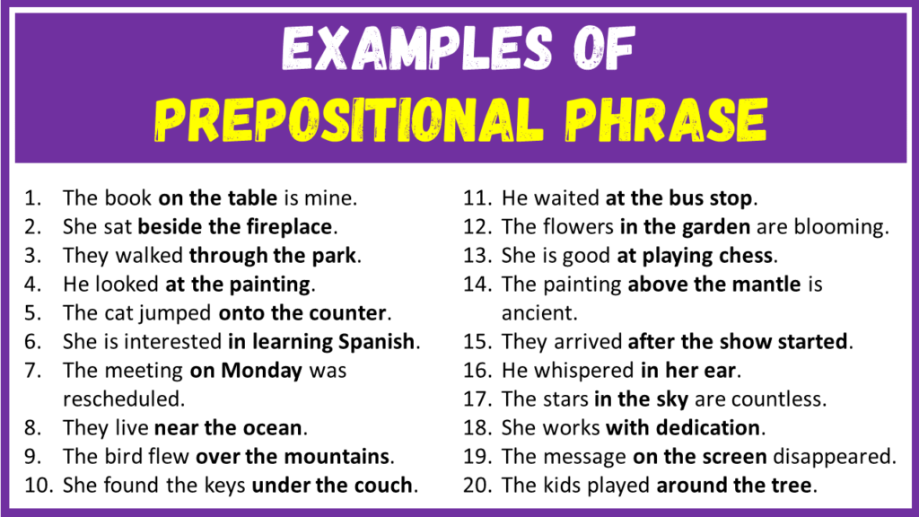 Examples of Prepositional Phrase