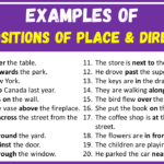 Examples of Prepositions of Place and Direction