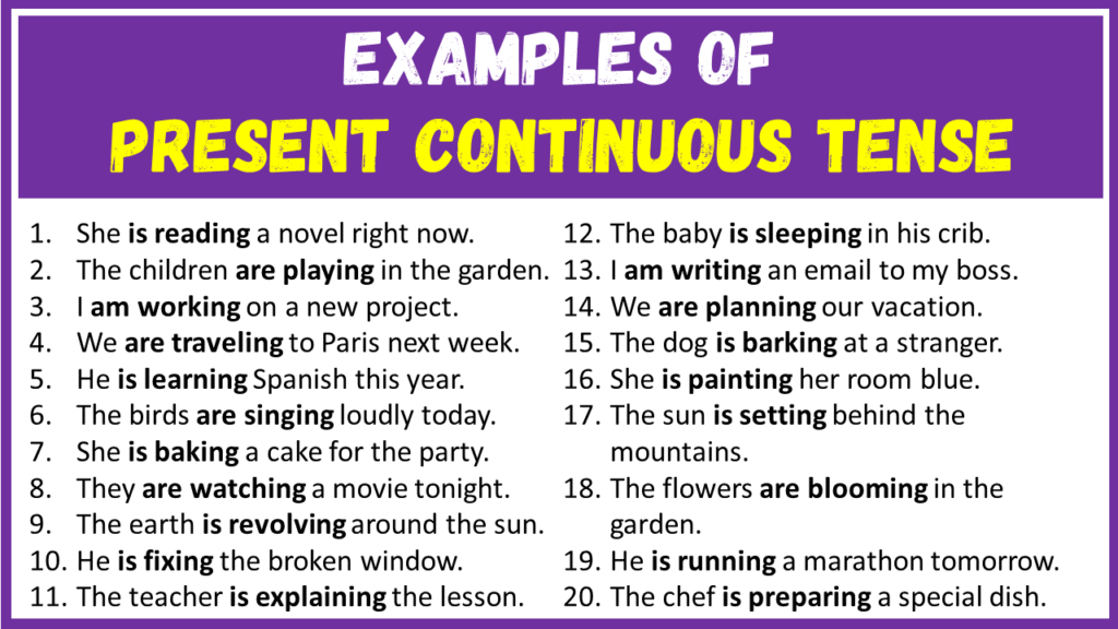 Examples of Present Continuous Tense