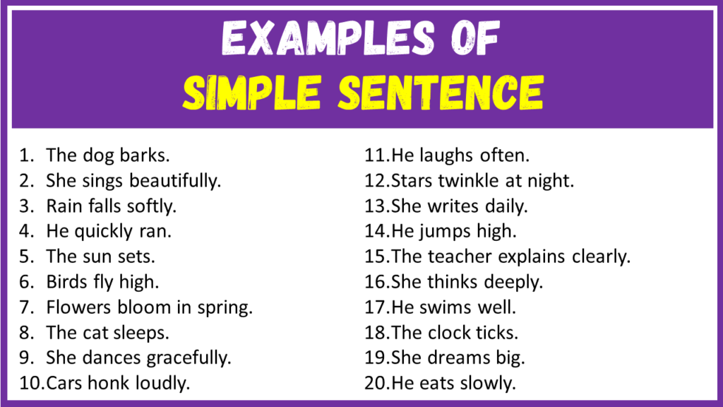 Examples of Simple Sentence