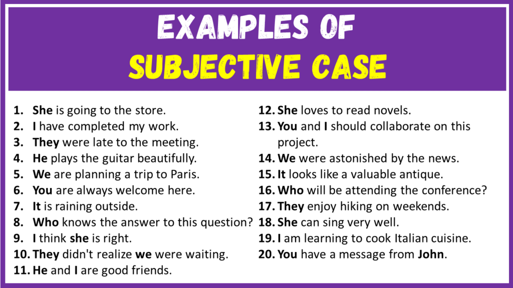 Examples of Subjective Case