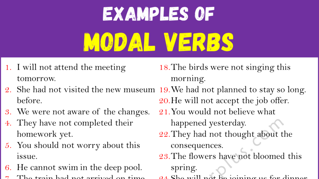 Example Sentences Using Modal Verbs Copy