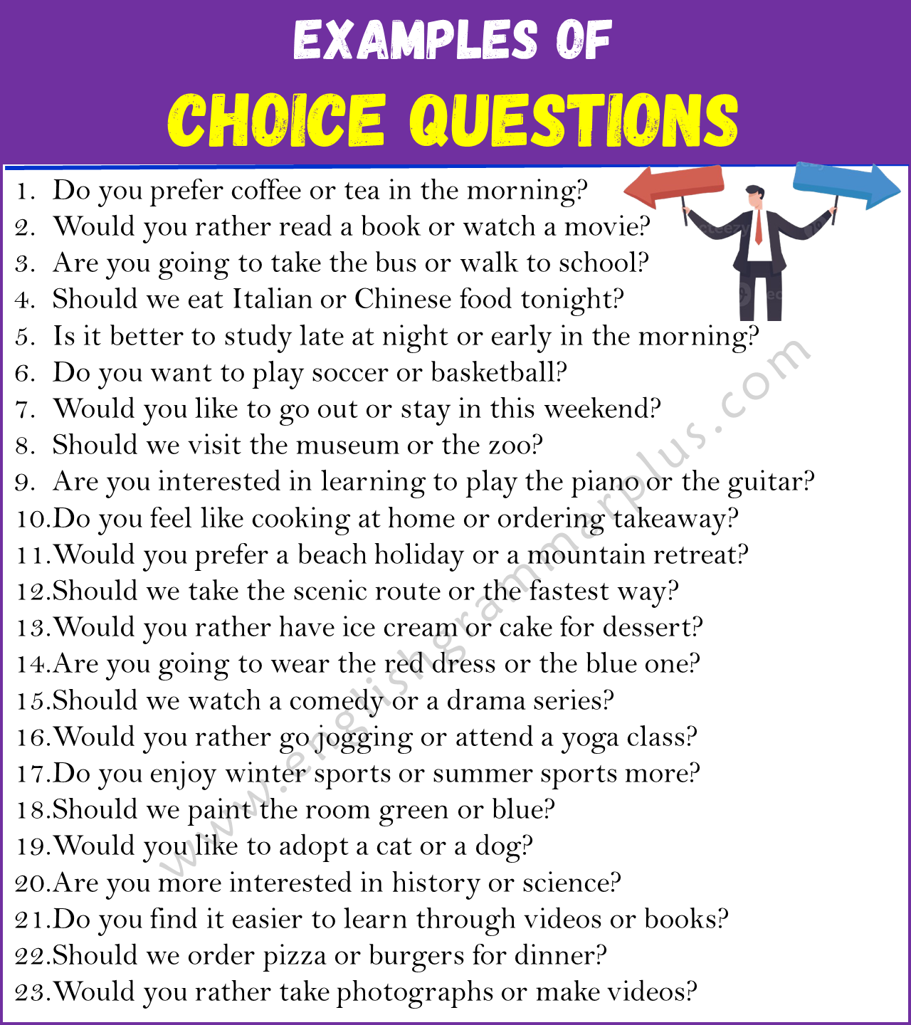 Examples of Choice Questions in English