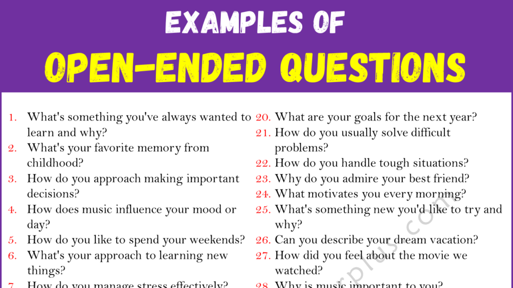 Examples of Open Ended Questions Copy