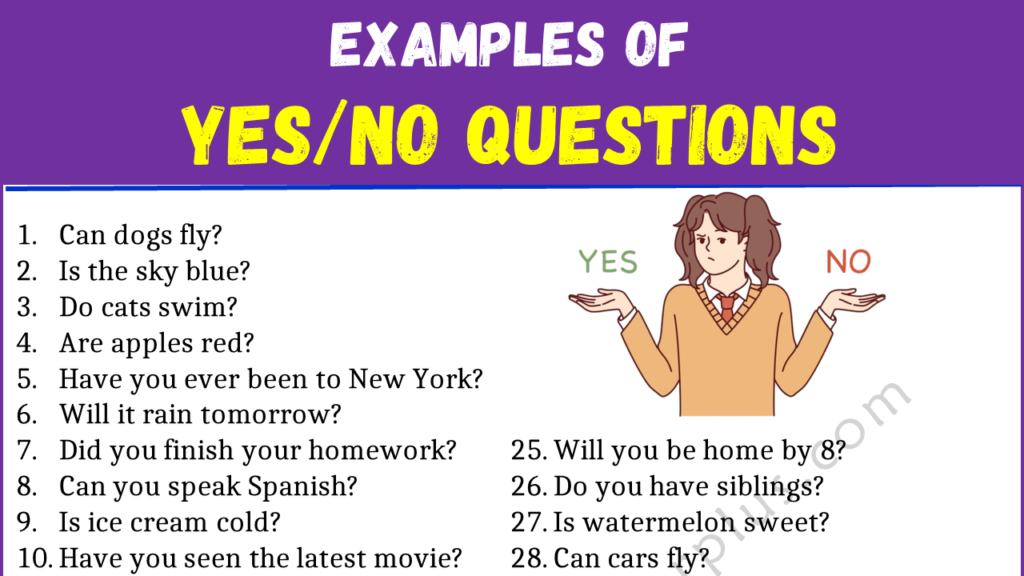 Examples of Yes No Questions in English