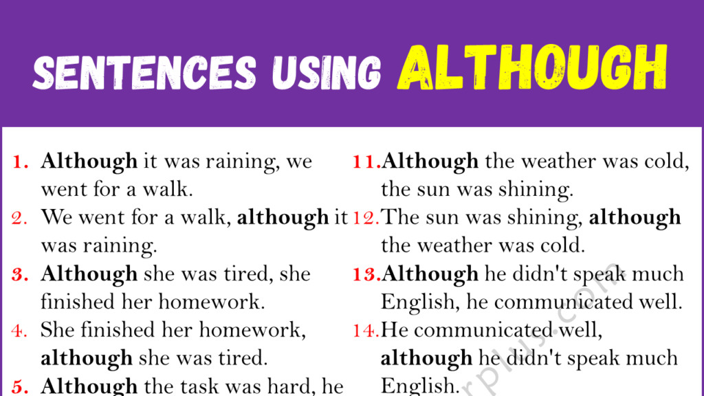 Sentences Using ALTHOUGH Copy