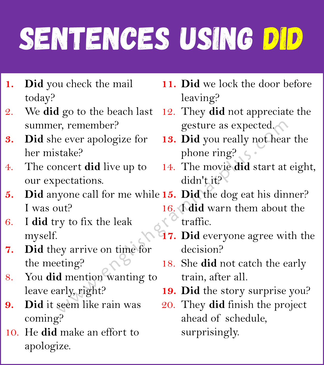 Sentences Using DID