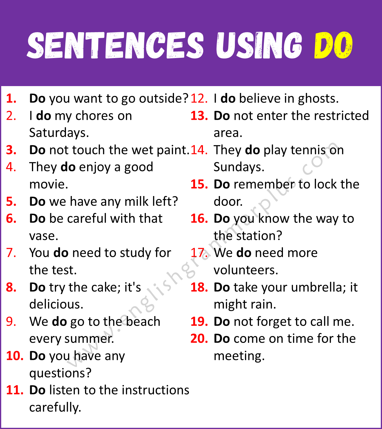 Sentences Using Do