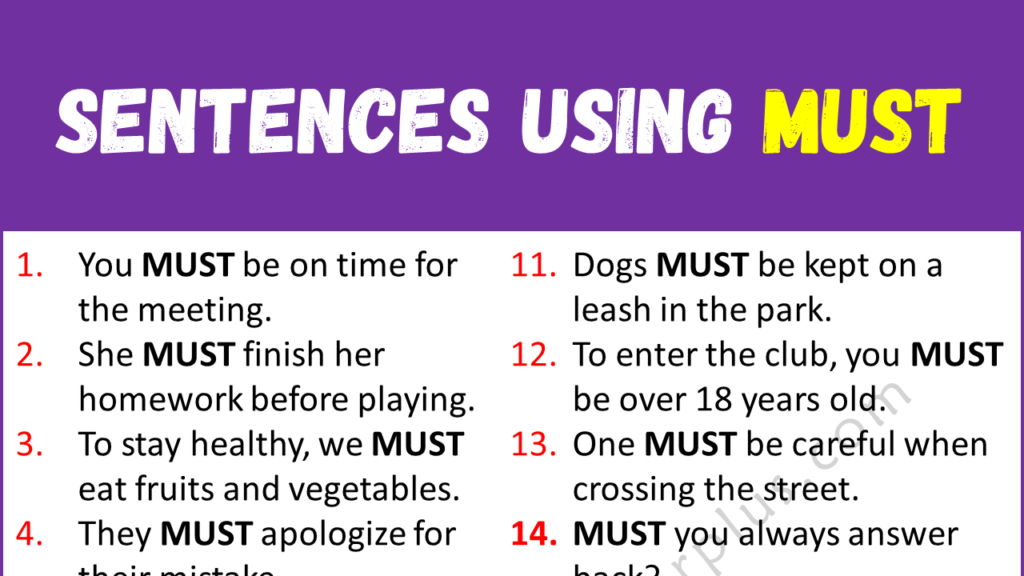 Sentences Using MUST Copy
