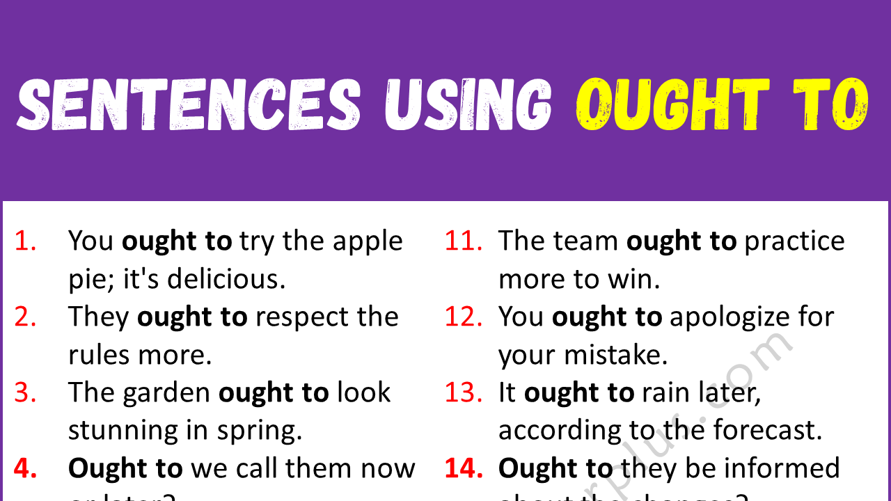 Correct Use Of Ought To 20 Sentences Using Ought To 