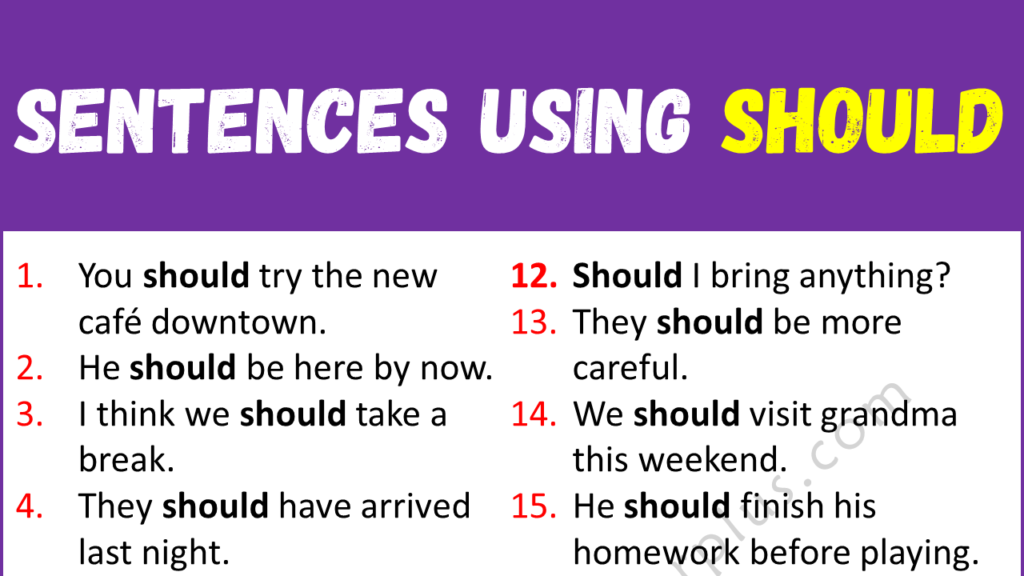 Sentences Using SHOULD Copy