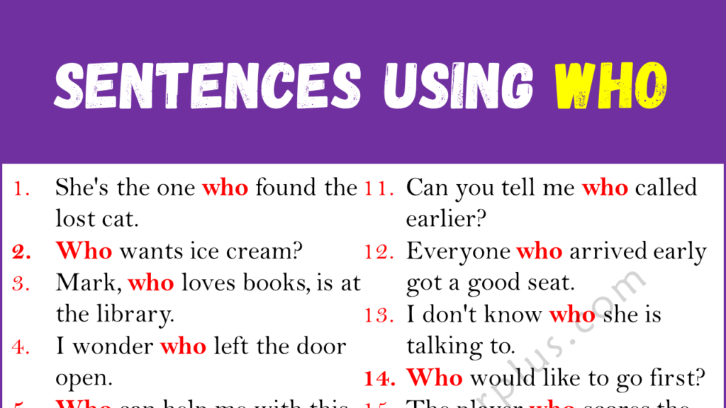 Sentences Using WHO Copy