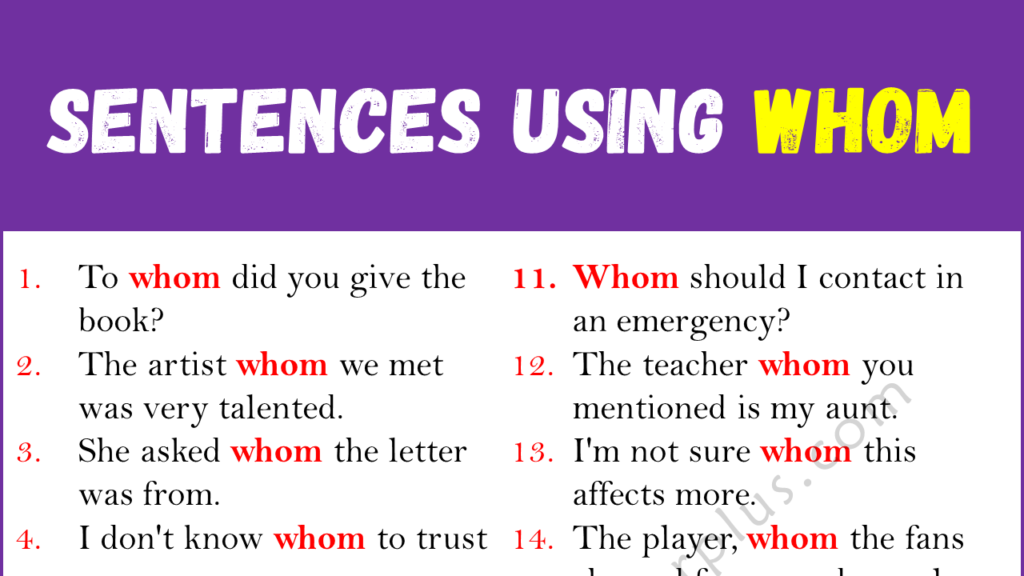Sentences Using WHOM Copy