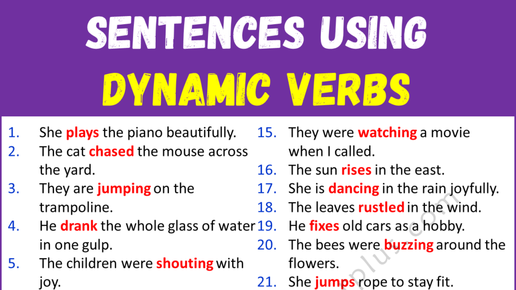 Example Sentences Using Dynamic Verbs Copy
