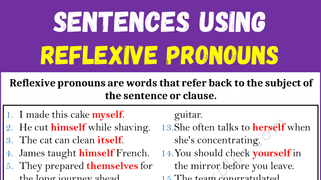 Example Sentences Using Reflexive Pronouns Copy