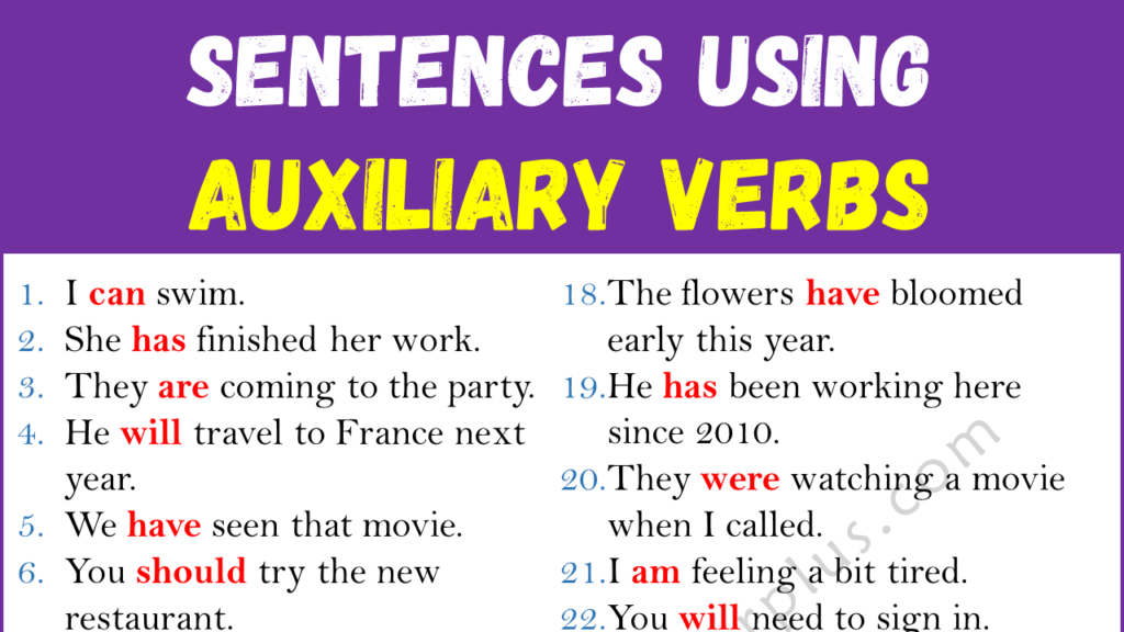 Examples of Auxiliary Verbs in Sentences Copy