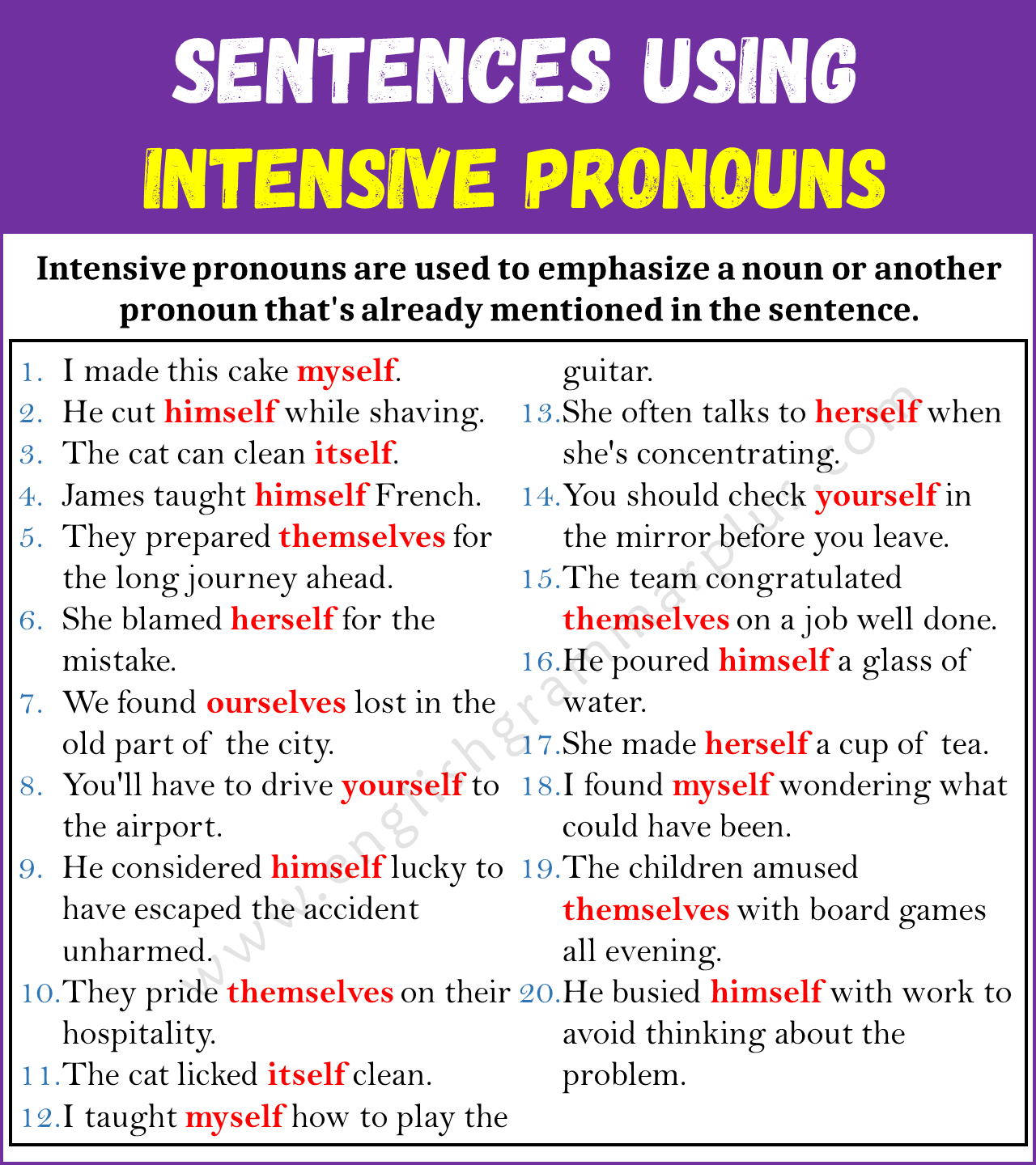 Examples of Intensive Pronouns in Sentences