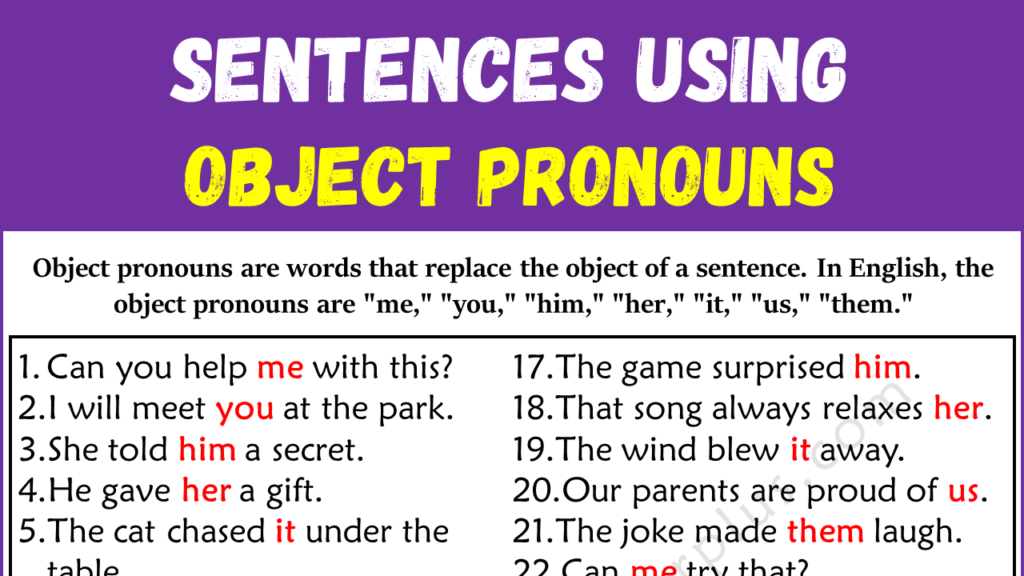 Examples of Object Pronouns in Sentences Copy