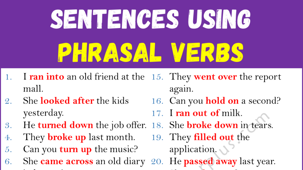 Examples of Phrasal Verbs in Sentences Copy