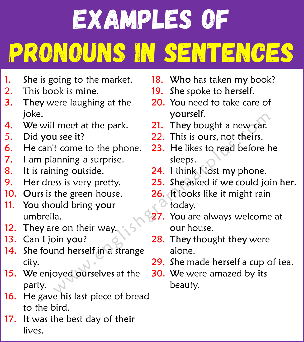 Examples of Pronouns in Sentences