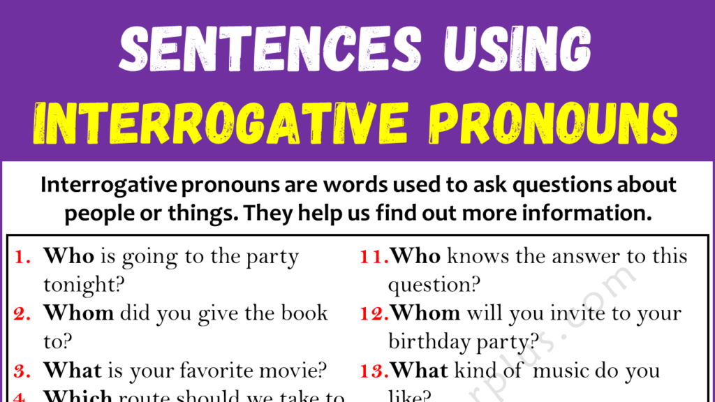Sentences Using Interrogative Pronouns Copy