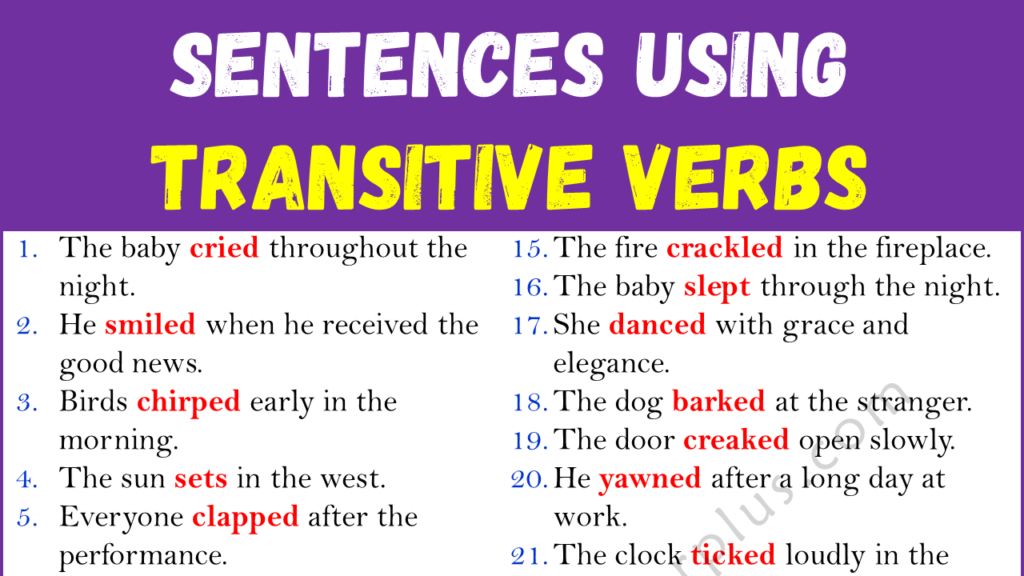Sentences Using Intransitive Verbs Copy