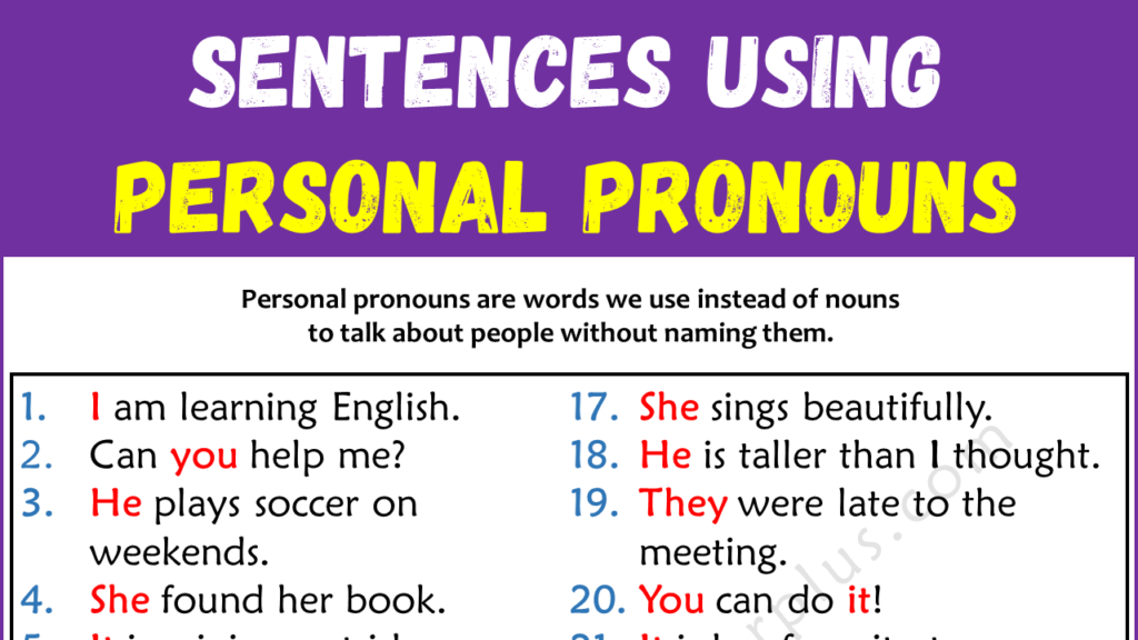 Sentences Using Personal Pronouns Copy
